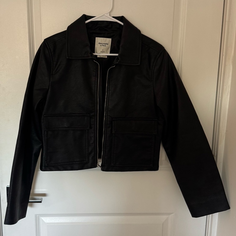 Abercrombie & Fitch Black Vegan Leather Zip Jacket